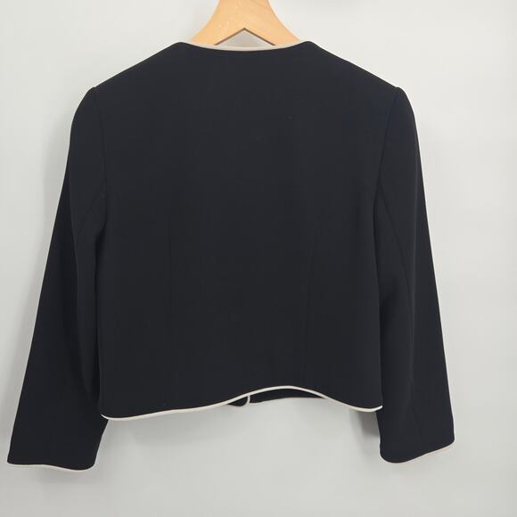 HOBBS LONDON 6 Cressida Jacket Blazer Suit Crop Black White 3/4 Sleeves Piping - Picture 7 of 7